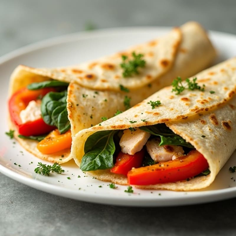 Savory Herb Chicken and Veggie Rice Flour Crepes