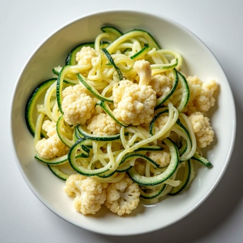 Creamy Cashew Cauliflower Alfredo with Zucchini Noodles