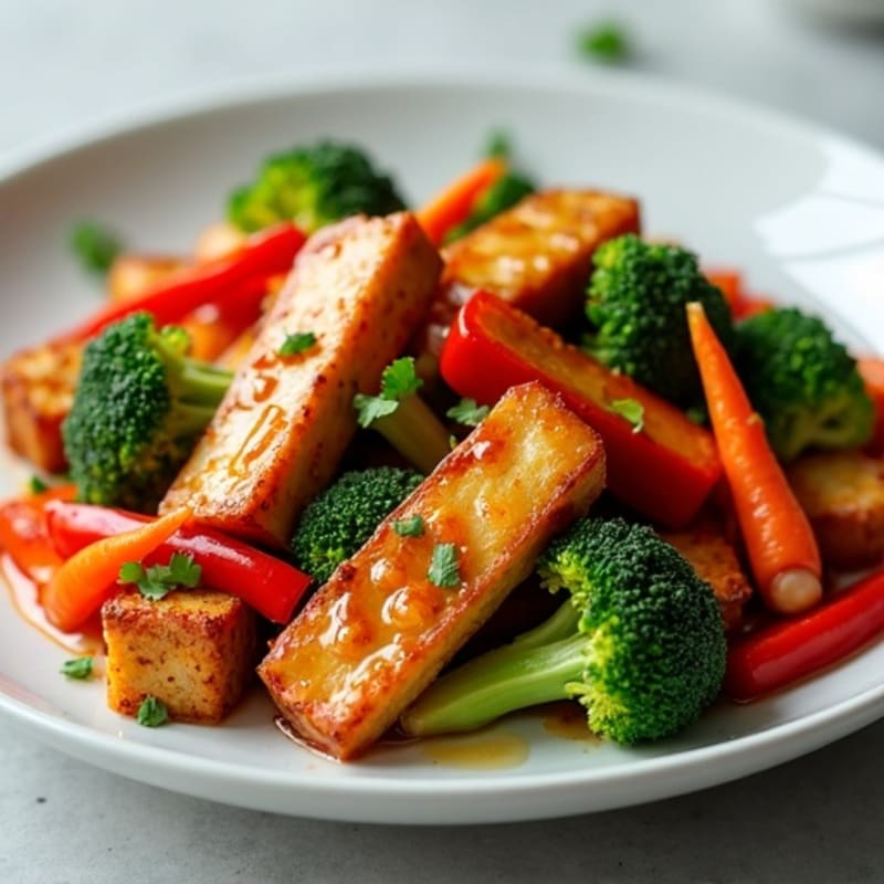 Crispy Maple Glazed Tempeh Stir-Fry with Fresh Vegetables