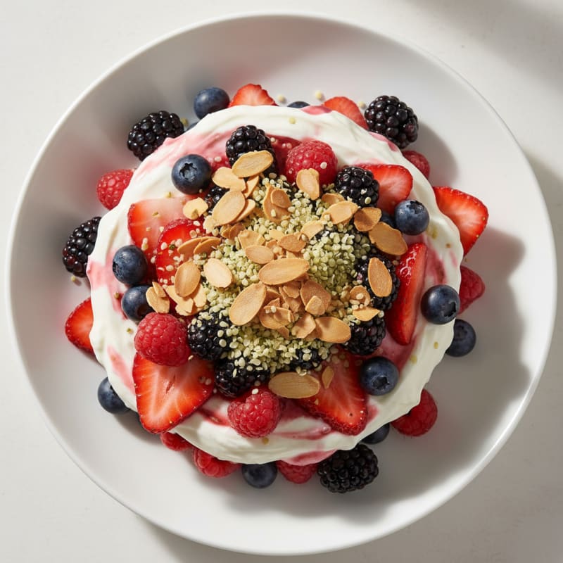 Greek Yogurt Protein Parfait with Mixed Berries