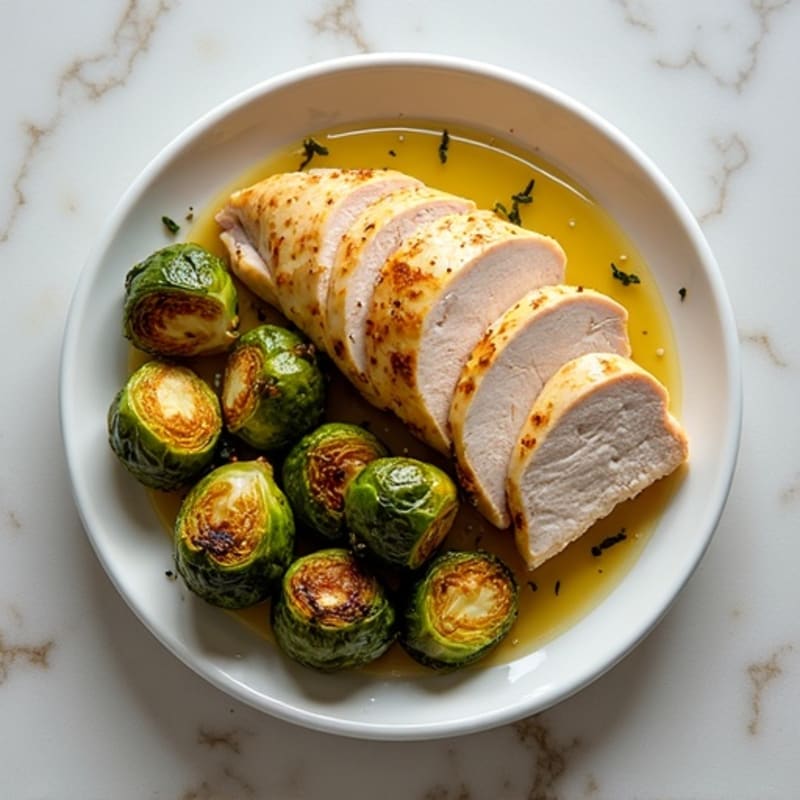 Lemon Herb Roasted Turkey Breast with Crispy Brussels Sprouts