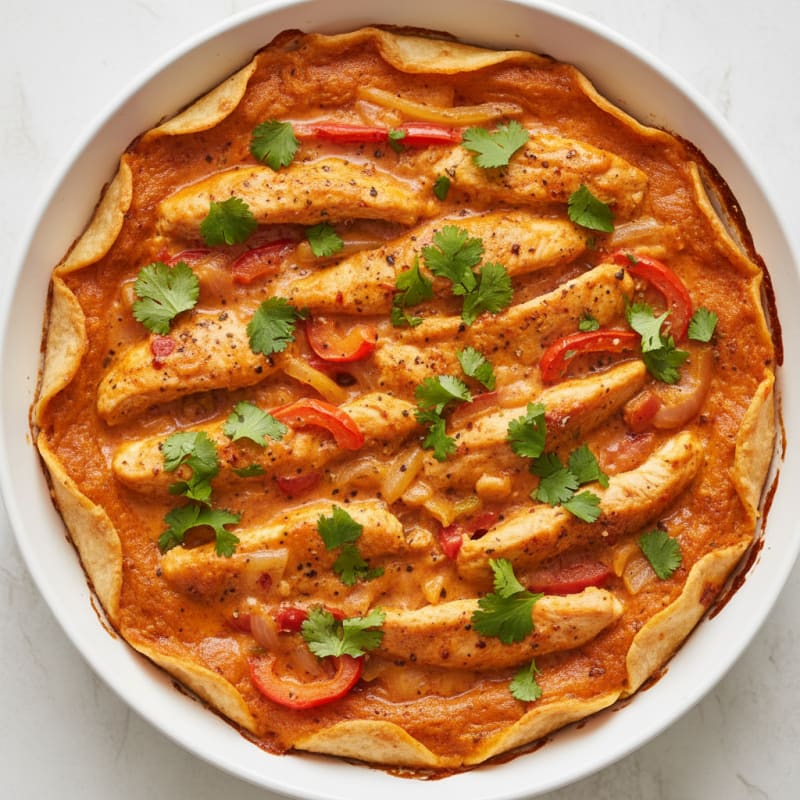 Creamy Chili Chicken Enchilada Bake