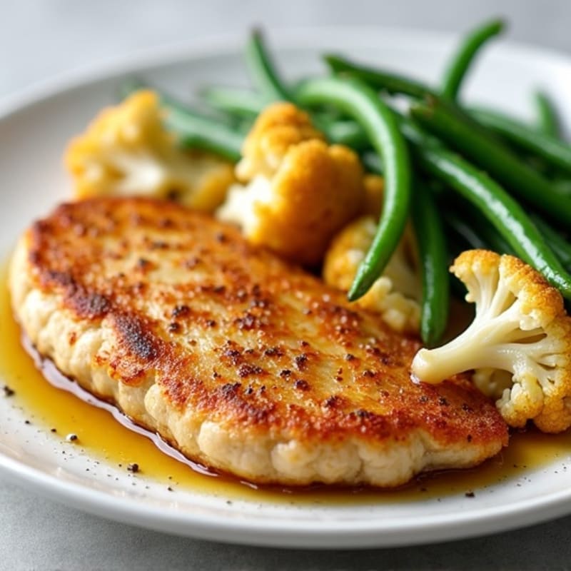 Seared Turkey Cutlets with Roasted Cauliflower and Green Beans