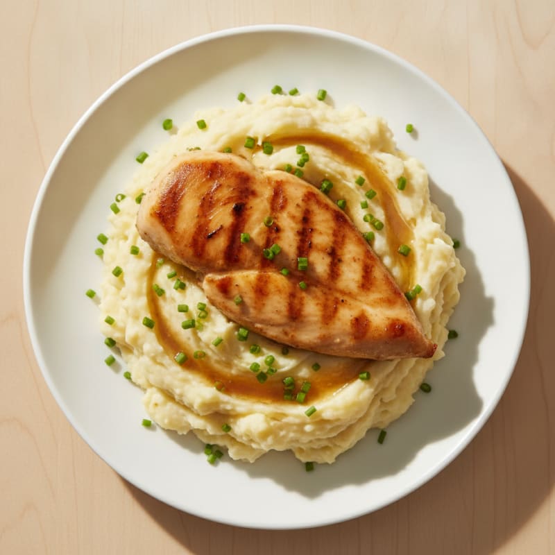 Buttery Garlic Mashed Potatoes with Pan-Seared Chicken