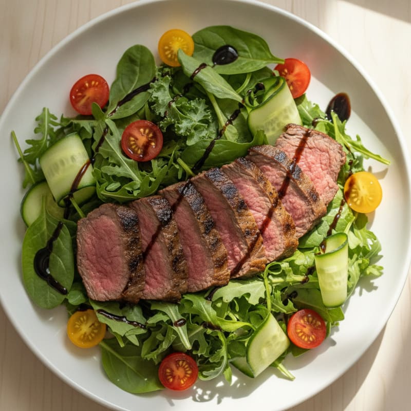 Grilled Steak Salad with Mixed Greens and Cherry Tomatoes