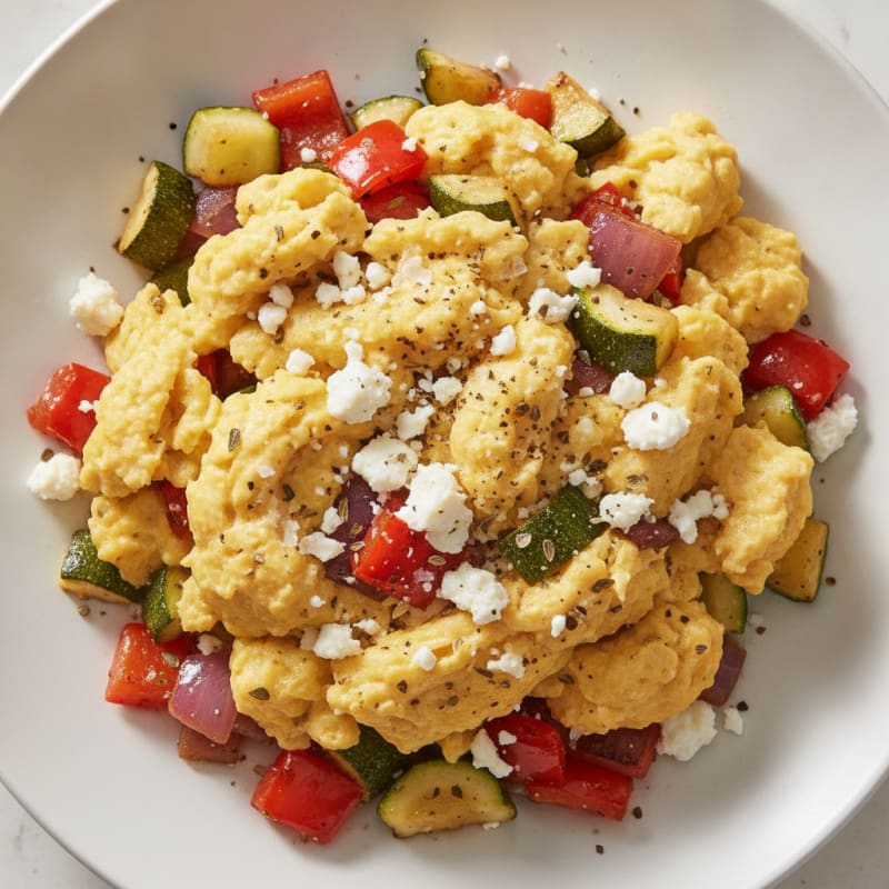 Hearty Scrambled Eggs with Roasted Vegetables