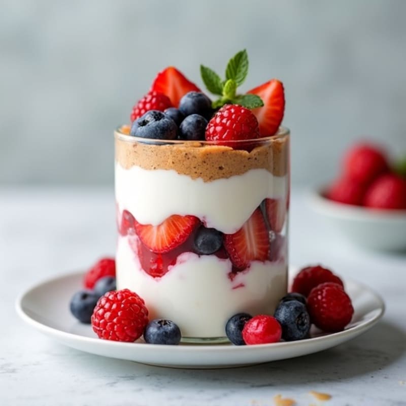 Greek Yogurt Protein Parfait with Berries and Almond Butter