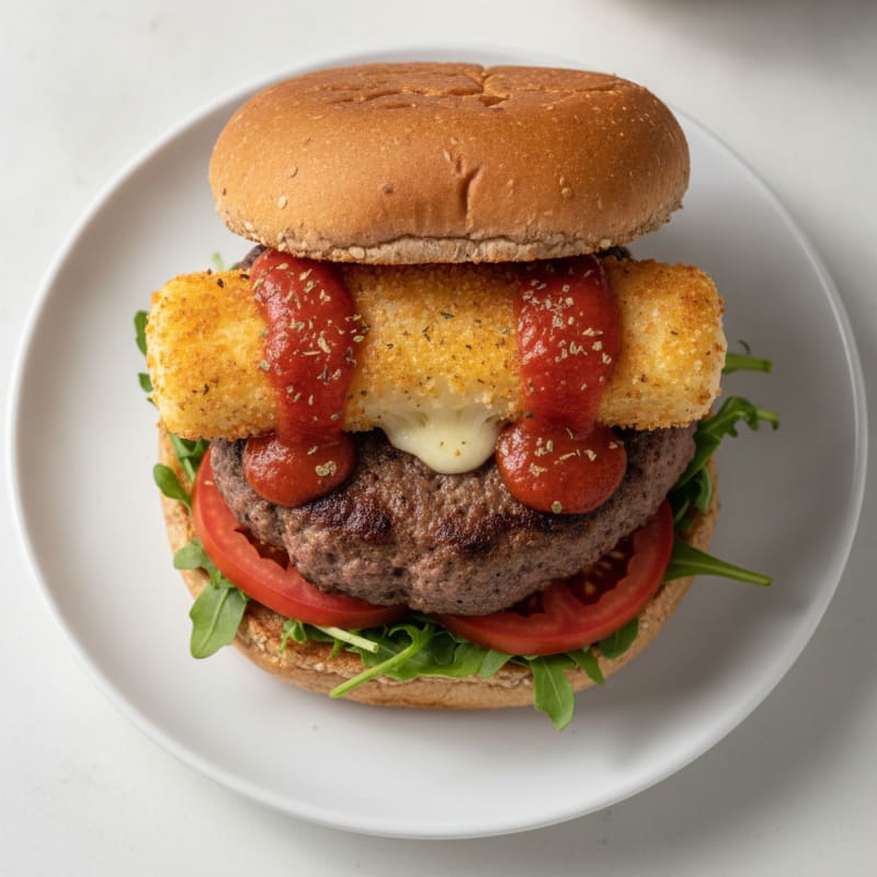 Mozzarella Stick Burger with Marinara