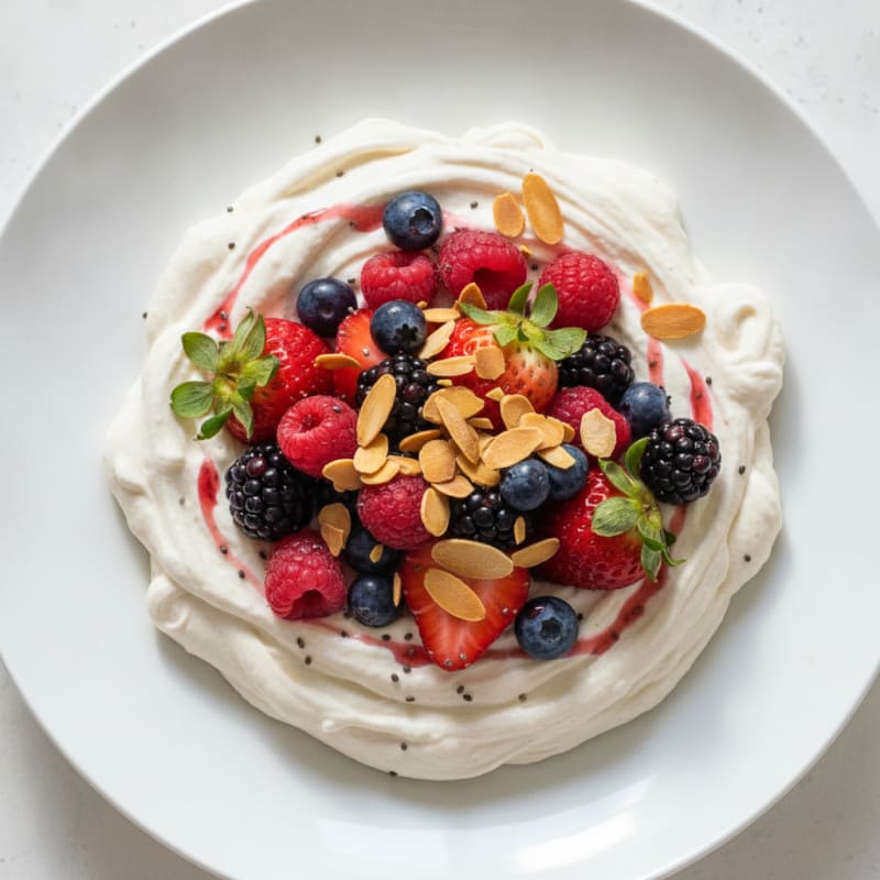 Greek Yogurt Protein Mousse with Mixed Berries