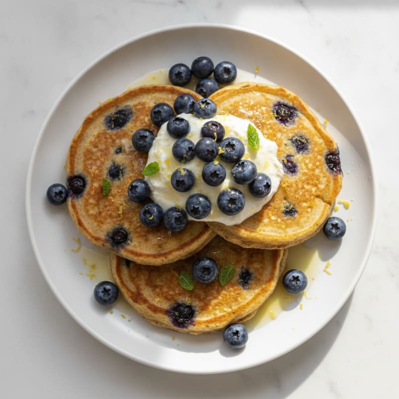 Blueberry Ricotta Pancakes with Lemon Zest