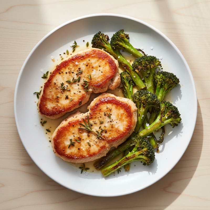 Pan-Seared Turkey Cutlets with Roasted Broccoli