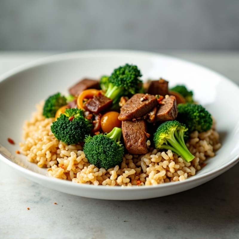Savory Garlic Beef and Broccoli Stir-Fry with Brown Rice