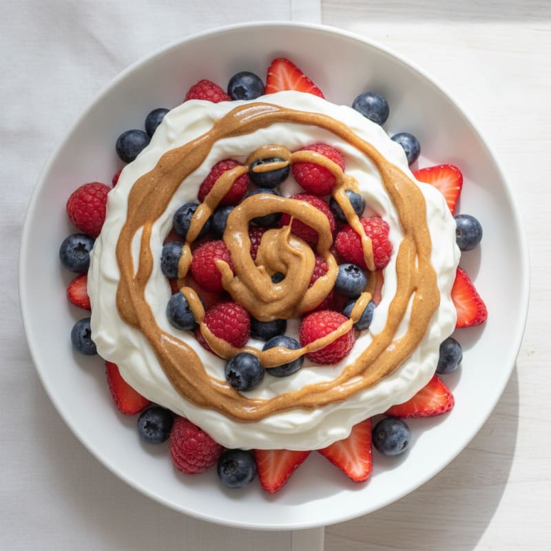 Greek Yogurt Protein Parfait with Mixed Berries and Almond Butter