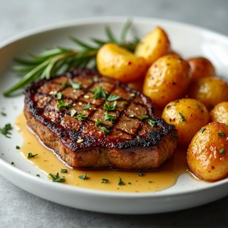 Garlic-Herb Seared Steak with Crispy Roasted Potatoes