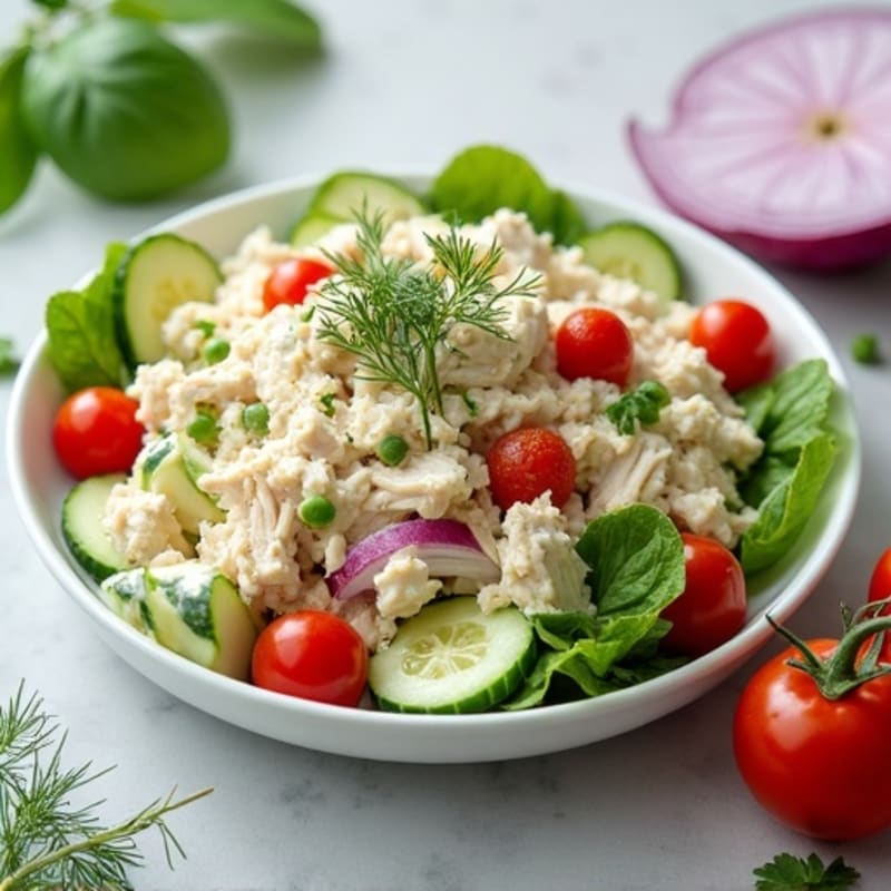 Creamy Shredded Chicken Salad with Fresh Herbs