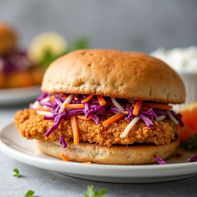 Crispy Baked Chicken Sandwich with Fresh Slaw