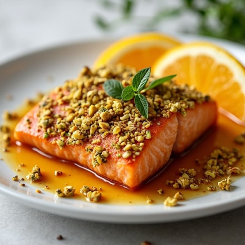 Crispy Pistachio-Crusted Salmon with Citrus-Ginger Glaze