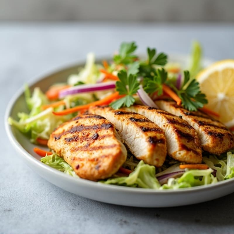 Grilled Chicken Breast with Crunchy Cabbage Slaw