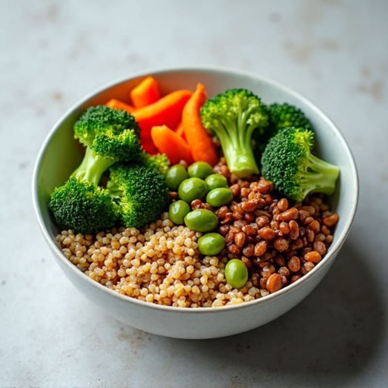 Lentil and Quinoa Power Bowl with Roasted Broccoli
