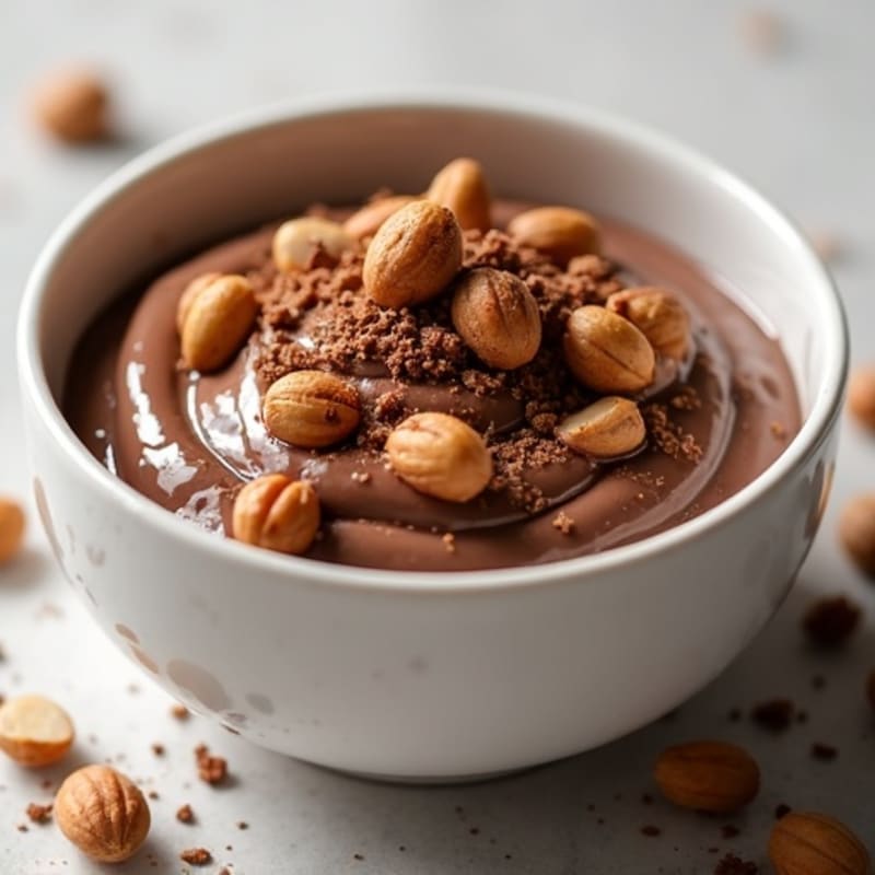 Silky Chocolate Protein Pudding with Toasted Hazelnuts