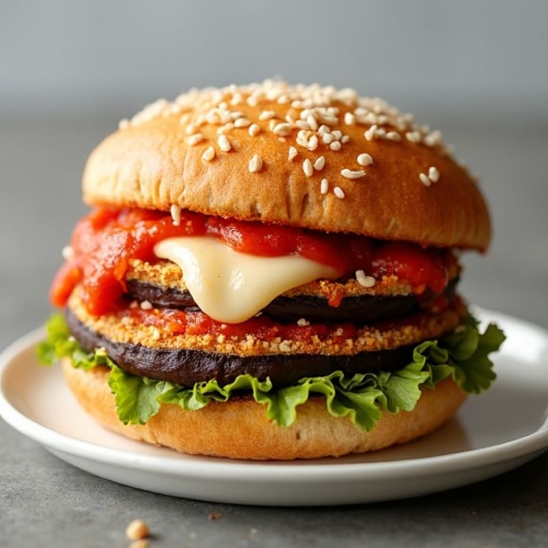 Crispy Baked Eggplant Parmesan Sandwich