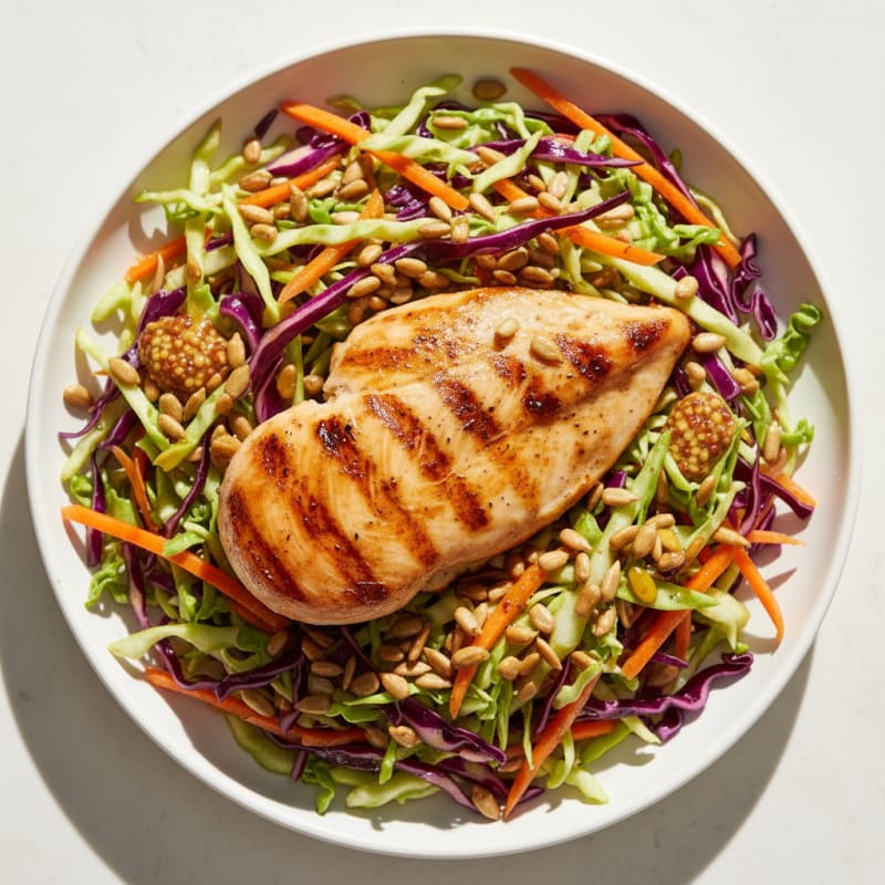 Grilled Chicken Breast with Crunchy Cabbage Slaw
