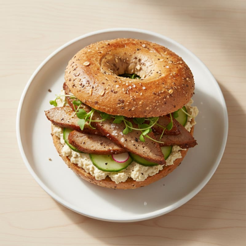 Toasted Vegan Bagel with Cashew Cream Cheese