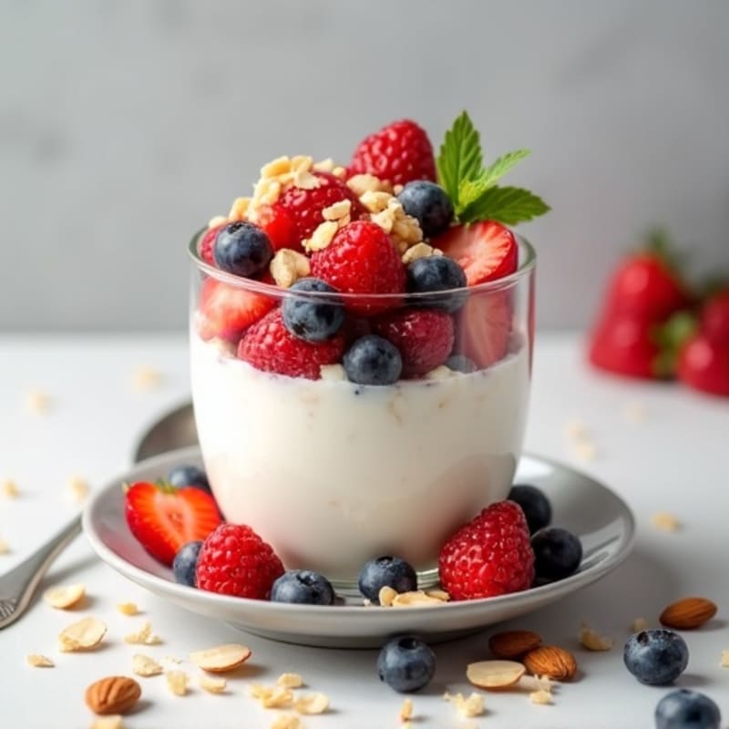 Greek Yogurt Parfait with Fresh Berries and Almonds