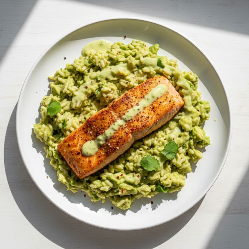 Golden Chili-Lime Salmon with Creamy Avocado Rice