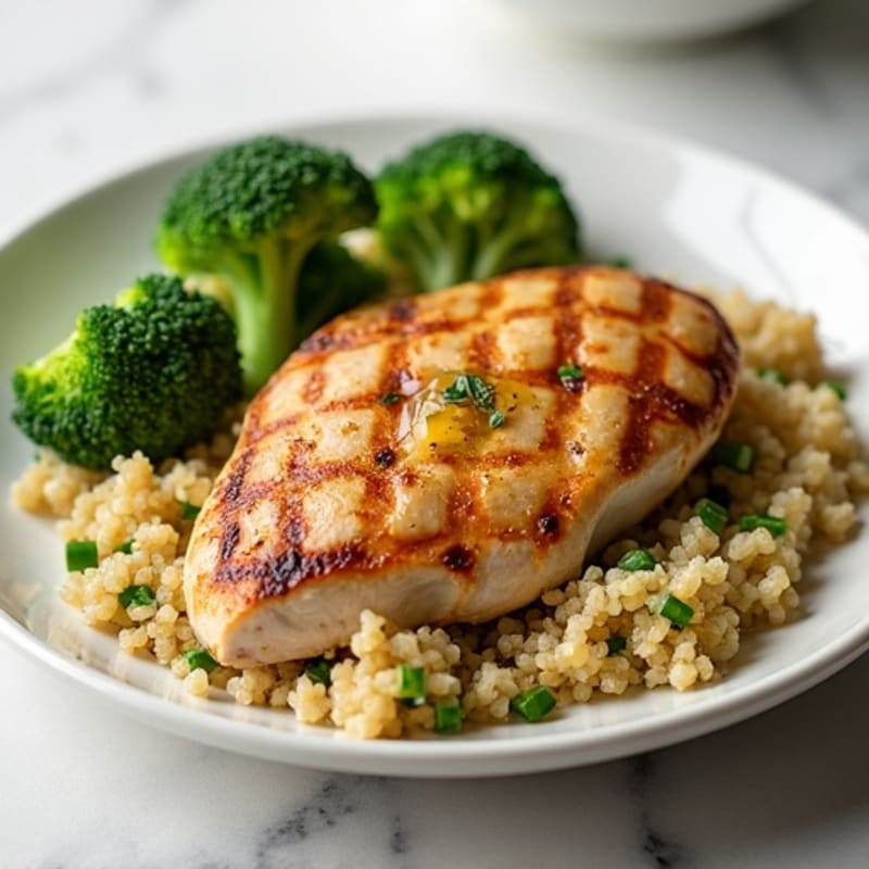 Grilled Chicken Breast with Quinoa and Steamed Broccoli