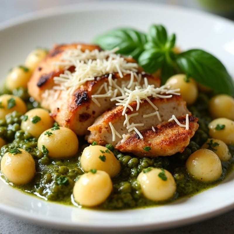 Crispy Pan-Seared Gnocchi with Bright Basil Pesto