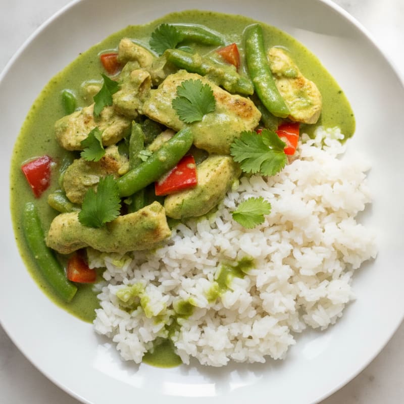 Green Curry Chicken with Coconut Rice