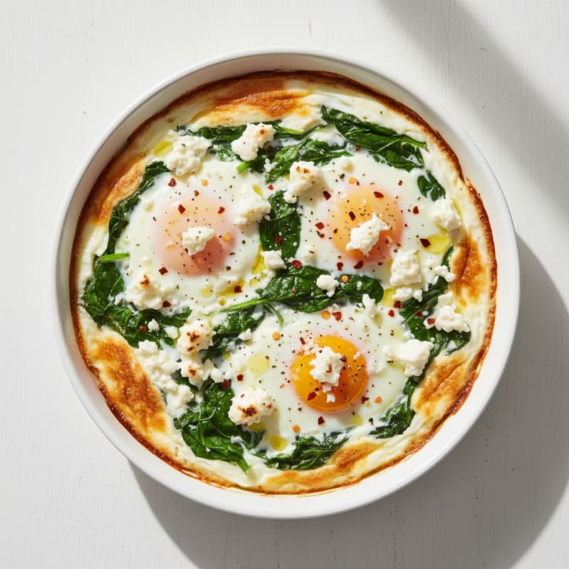 Creamy Baked Eggs with Spinach and Feta