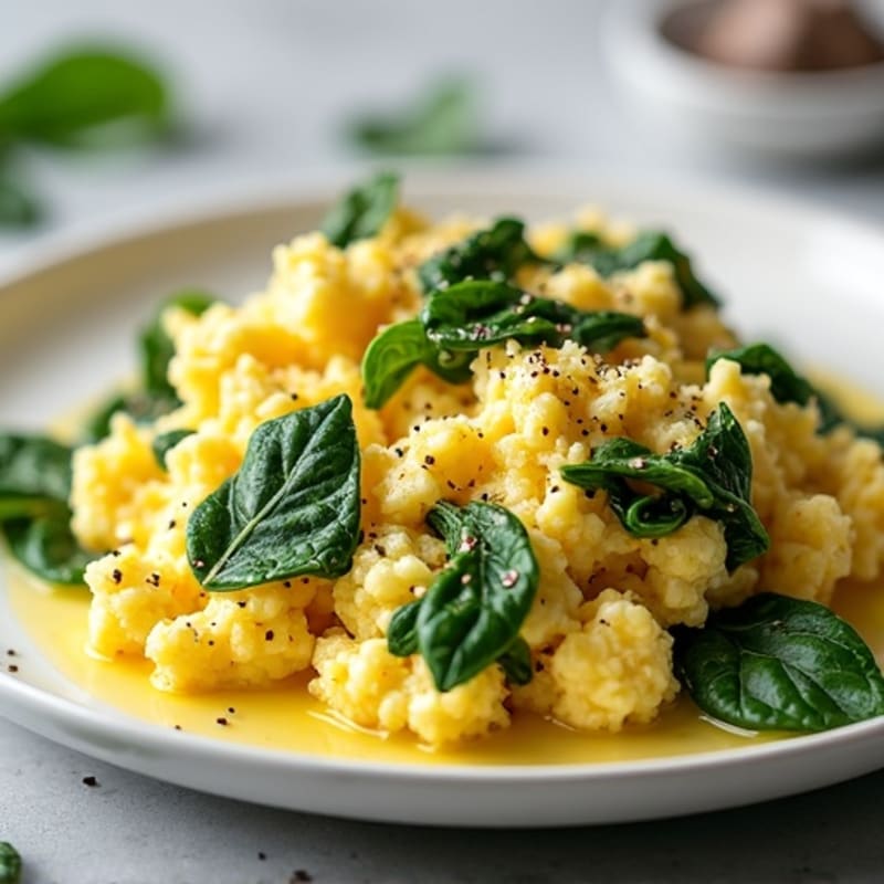Egg White and Spinach Scramble with Cottage Cheese
