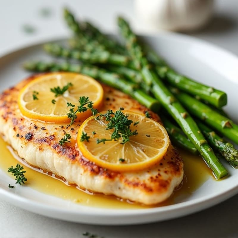 Pan-Seared Lemon-Herb Chicken with Crispy Asparagus