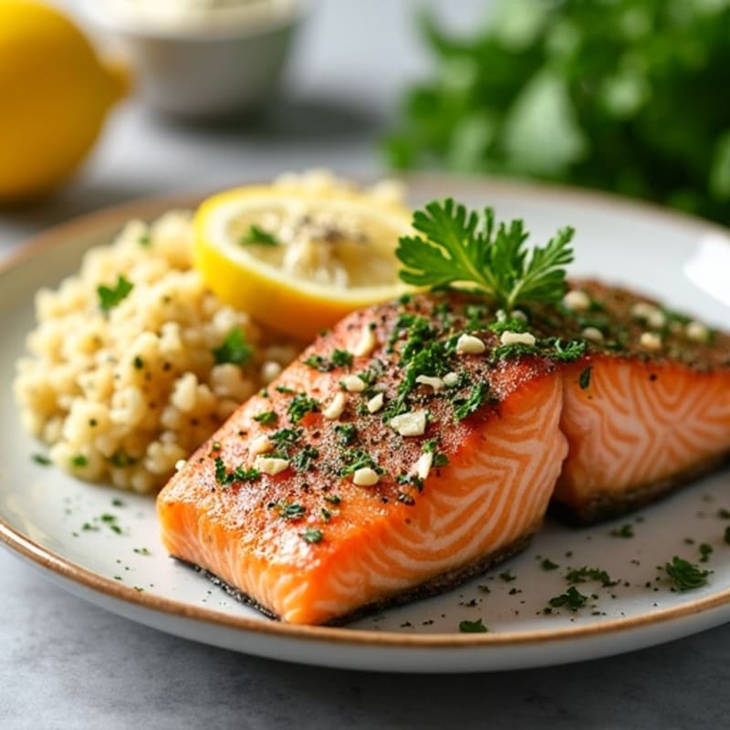 Herb-Crusted Pan Seared Salmon with Lemon