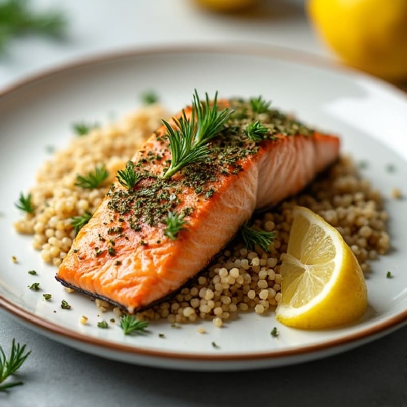 Herb-Crusted Baked Salmon with Quinoa
