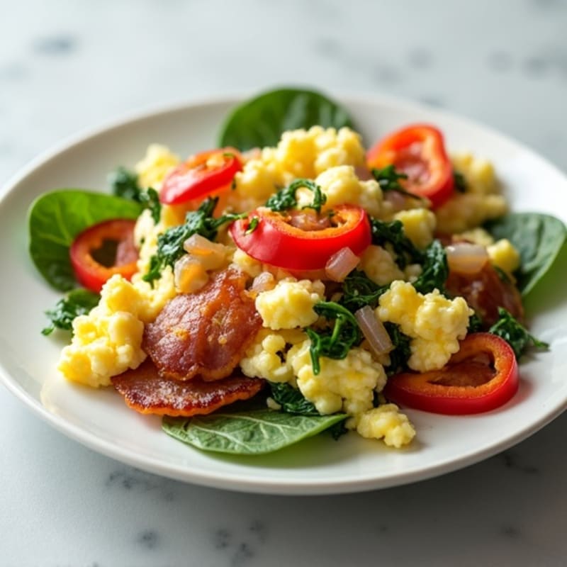 Egg White Scramble with Spinach and Turkey Bacon