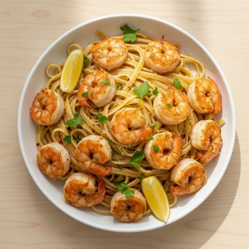 Garlic Butter Shrimp Scampi with Linguine