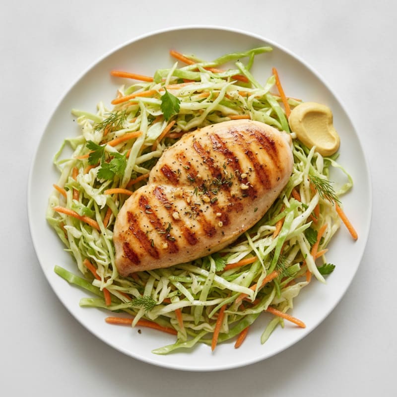 Grilled Chicken Breast with Crunchy Cabbage Slaw