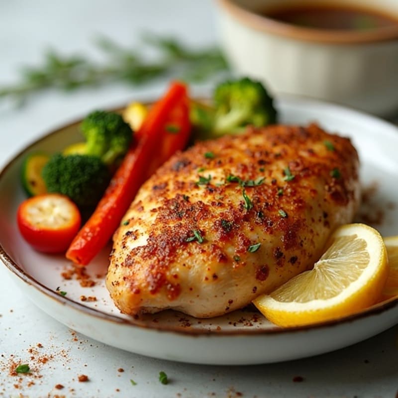 Crispy Spiced Chicken with Lemon-Garlic Roasted Vegetables