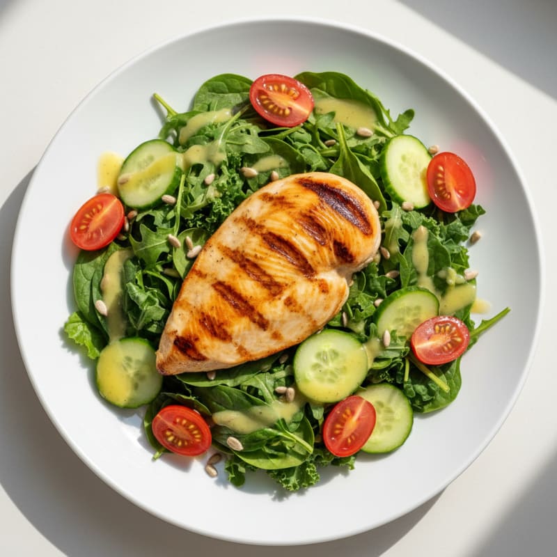 Grilled Chicken Breast with Mixed Greens and Lemon Vinaigrette