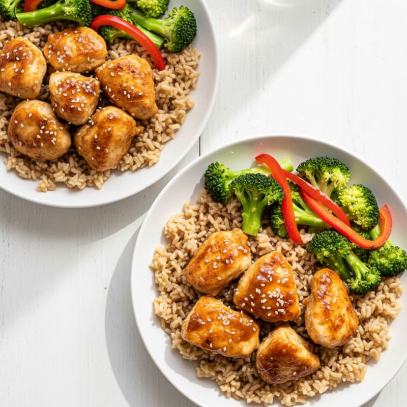 Crispy Honey-Garlic Chicken Bowls