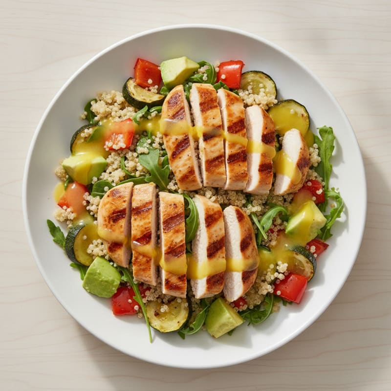 Grilled Chicken and Quinoa Salad with Roasted Vegetables