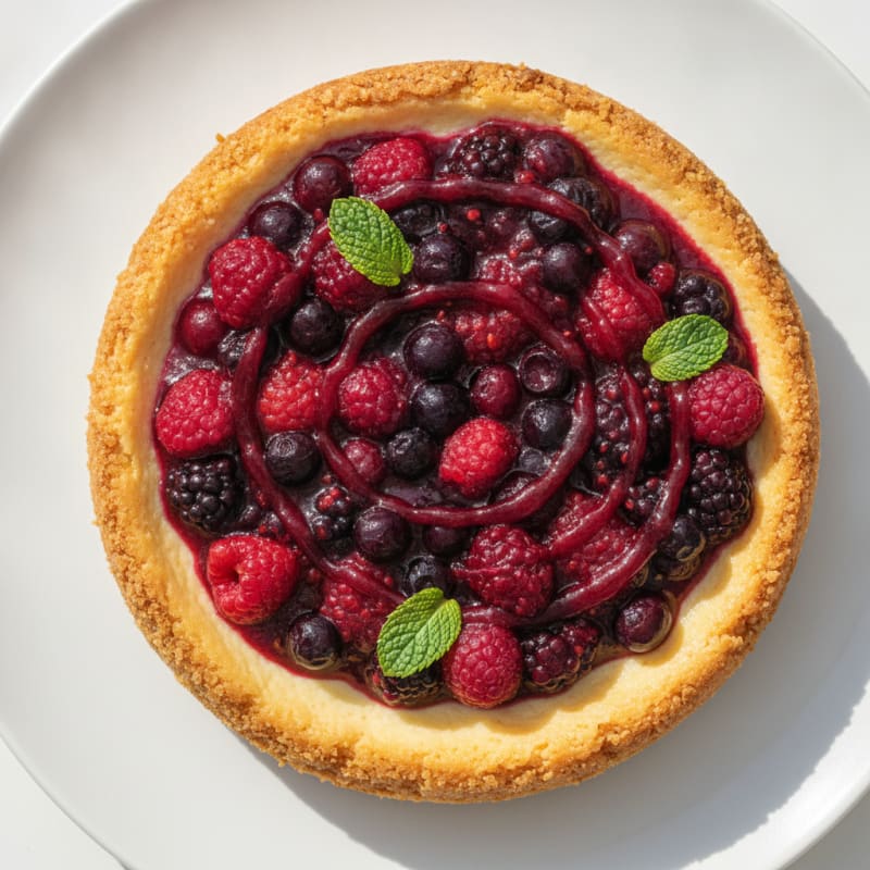 Greek Yogurt Protein Cheesecake with Mixed Berries