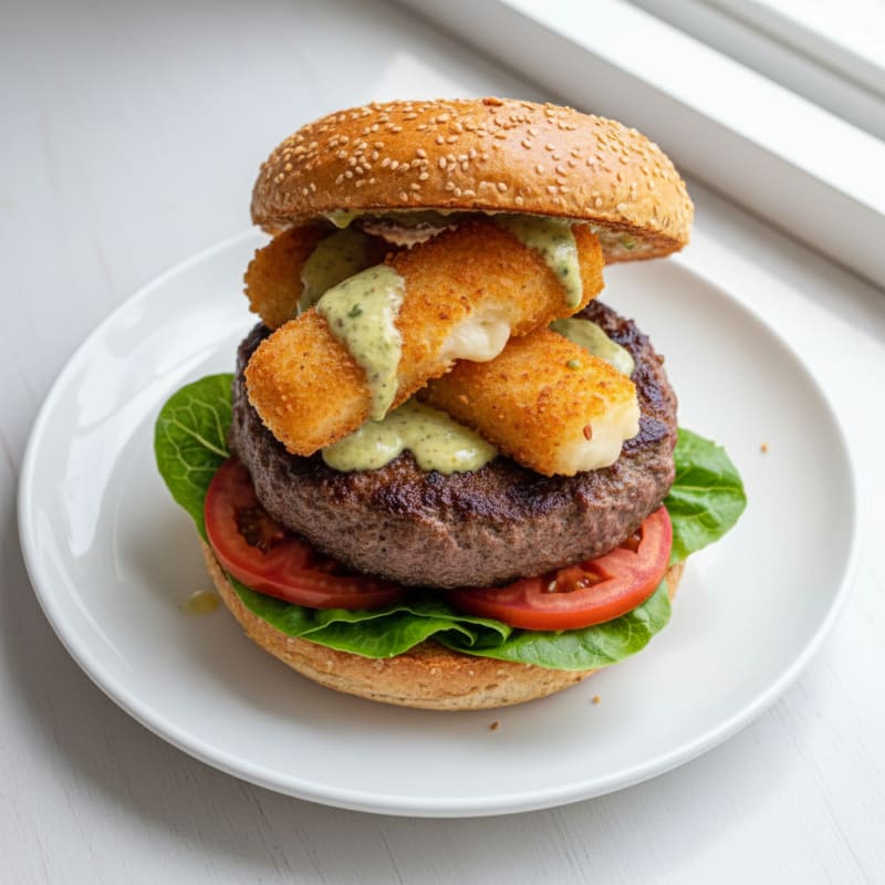 Crispy Mozzarella Stick Burger