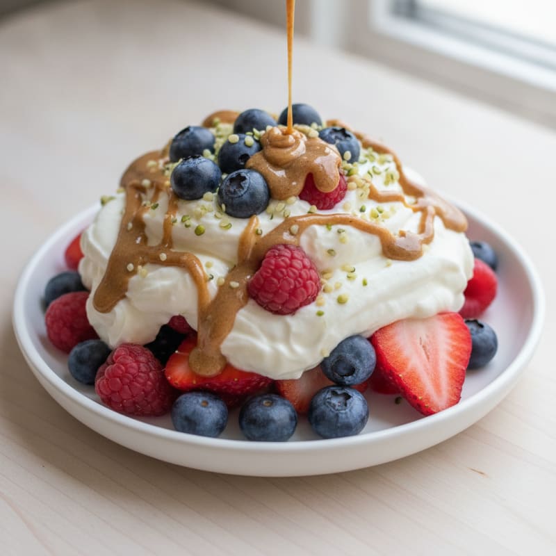 Greek Yogurt Protein Parfait with Mixed Berries and Almond Butter