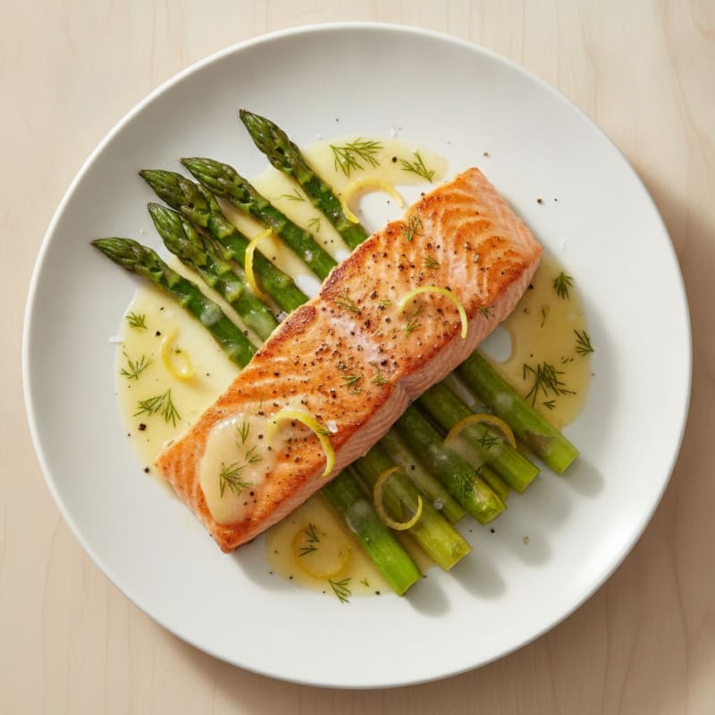 Pan-Seared Salmon with Roasted Asparagus