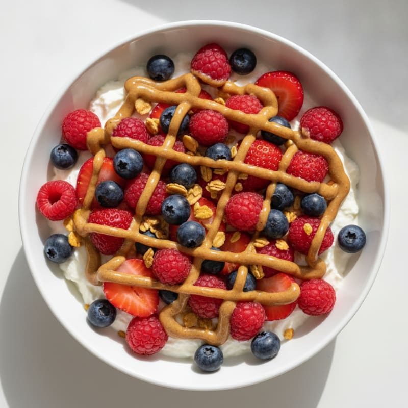 Creamy Greek Yogurt Protein Bowl with Mixed Berries and Almond Butter