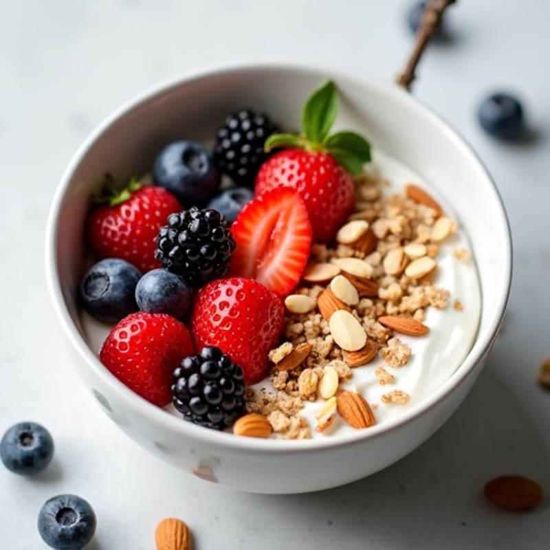 Creamy Greek Yogurt with Fresh Berries and Crunchy Nuts